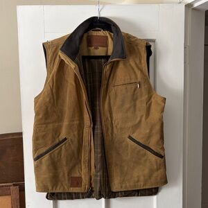 Men's Tan Waxed Vest with Black Accents
